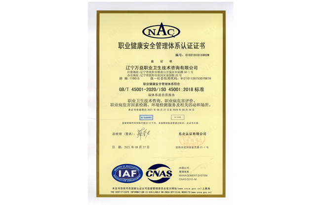 辽宁尊龙抖圈官网职业健全安全治理系统证书